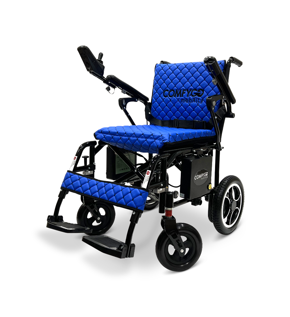 ComfyGo X-7 Lightweight Foldable Electric Wheelchair - Only 40 lbs Blue